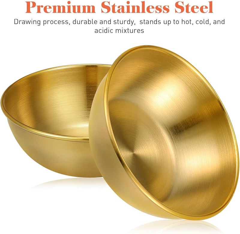 304 Stainless Steel Mini Spice Dishes Sauce Dipping Bowls Gold Finish Appetizer Plates Set of 2 - Image 3